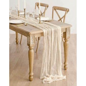 Ivory Cheesecloth Cream Table Runner 13.3ft Boho Gauze Wedding Tablecloth Decor